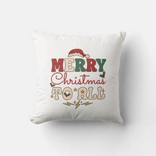Prettig kerstfeest Alle Kerstman Hoed Bliksem Ster Kussen