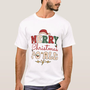Prettig kerstfeest Alle kerstman hoed bliksem ster T-shirt
