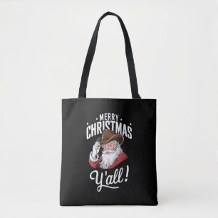 Prettig kerstfeest allemaal Landelijke Cowboy Kers Tote Bag