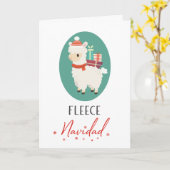 Prettig kerstfeest Alpaca Lama Grappige Kerstmis Kaart (Gele Bloem)