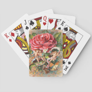 Prettig kerstfeest-Antieke kerstkaart uit het Vict Pokerkaarten
