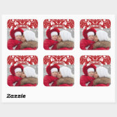 Prettig kerstfeest Art Nouveau bloemrijke zwierige Vierkante Sticker (Vel)