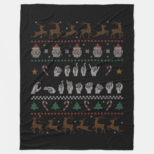 Prettig kerstfeest - ASL Amerikaanse Gebarentaal I Fleece Deken (Voorkant)