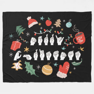 Prettig kerstfeest - ASL Amerikaanse Gebarentaal I Fleece Deken