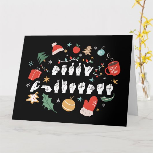Prettig kerstfeest - ASL Amerikaanse Gebarentaal I Kaart (Gele Bloem)