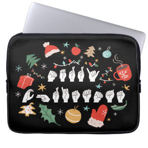 Prettig kerstfeest - ASL Amerikaanse Gebarentaal I Laptop Sleeve
