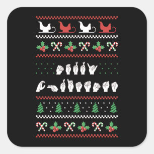 Prettig kerstfeest - ASL Amerikaanse gebarentaal I Vierkante Sticker