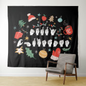 Prettig kerstfeest - ASL Amerikaanse Gebarentaal I Wandkleed (In Situ (horizontaal))