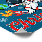 Prettig kerstfeest Astronaut Kerstman Hoed Sneeuwv Poster (Hoek)