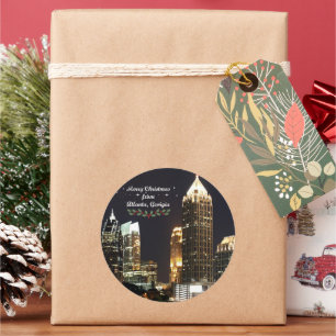 "Prettig kerstfeest," Atlanta, Georgia, Ronde Sticker