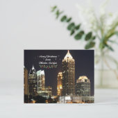 "Prettig Kerstfeest," Atlanta, Georgia Skyline Briefkaart (Staand voorkant)