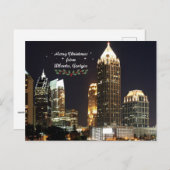 "Prettig Kerstfeest," Atlanta, Georgia Skyline Briefkaart (Voorkant / Achterkant)