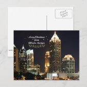 "Prettig kerstfeest," Atlanta, Georgia Skyline Feestdagenkaart (Voorkant / Achterkant)