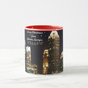 "Prettig kerstfeest," Atlanta, Georgia skyline Mok