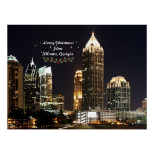 Prettig kerstfeest, Atlanta, Georgia Skyline Perfect Poster