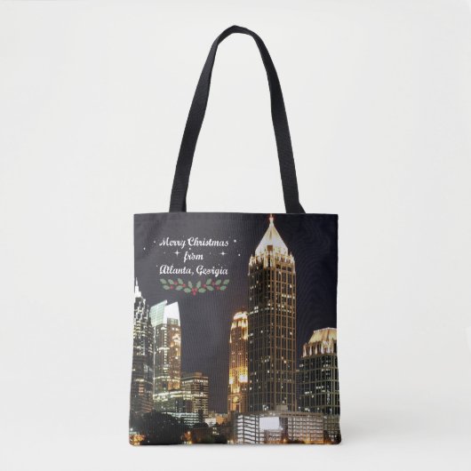 Prettig kerstfeest, Atlanta, Georgia skyline Tote Bag (Voorkant)