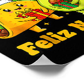 Prettig kerstfeest Avocado Tacos Mexicaanse Kerst Poster (Hoek)