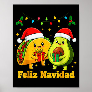 Prettig kerstfeest Avocado Tacos Mexicaanse Kerst Poster