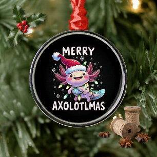Prettig kerstfeest Axolotl Lichten Axolotlmas Boom Metalen Ornament