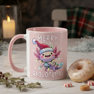 Prettig kerstfeest Axolotl Lichten Axolotlmas Boom Mok