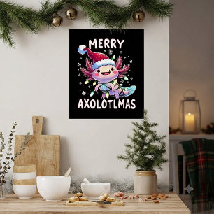Prettig kerstfeest Axolotl Lichten Axolotlmas Boom Poster