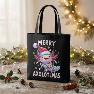 Prettig kerstfeest Axolotl Lichten Axolotlmas Boom Tote Bag