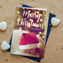Prettig kerstfeest baby foto echt goud