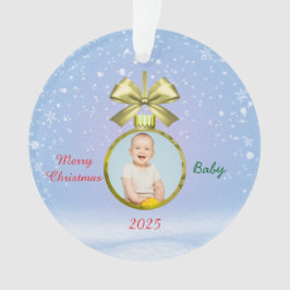 Prettig kerstfeest baby foto  ornament