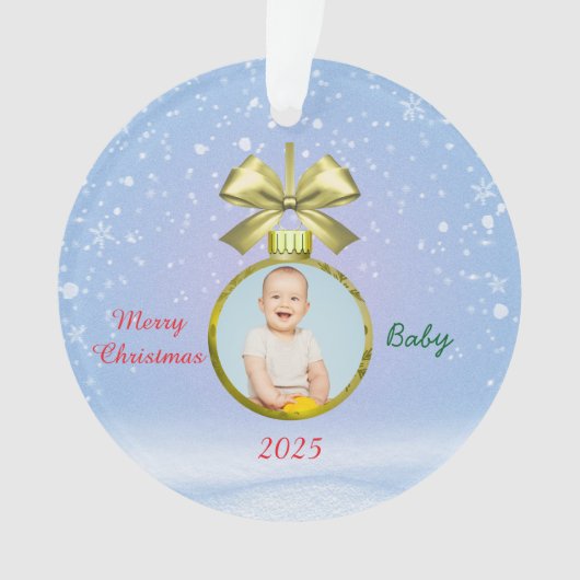 Prettig kerstfeest baby foto  ornament (voorkant)
