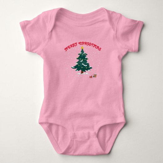 Prettig kerstfeest baby roze romper (Voorkant)