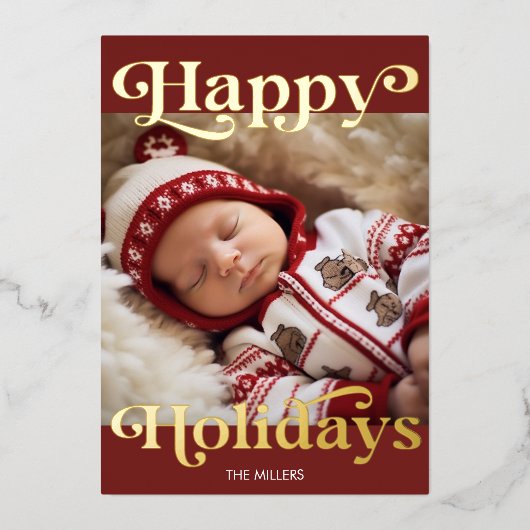 Prettig Kerstfeest Baby's Eerste Kerstmis Traditio Folie Feestdagenkaart (Voorkant)