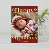 Prettig Kerstfeest Baby's Eerste Kerstmis Traditio Folie Feestdagenkaart (Staand Voorkant)