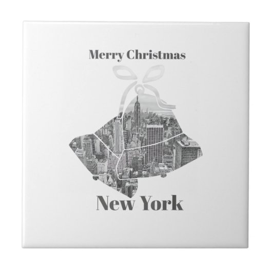 Prettig kerstfeest Bel New York Tegeltje (Voorkant)