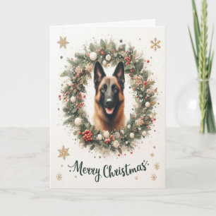 Prettig kerstfeest Belgische Malinois hond Xmas Feestdagen Kaart