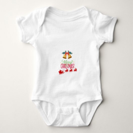 Prettig Kerstfeest – Bellen & Kerstman slee ontwer Romper (Voorkant)