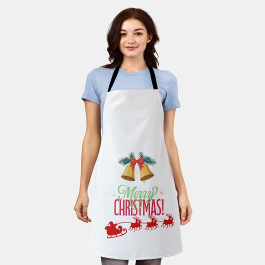 Prettig Kerstfeest – Bellen & Kerstman slee ontwer Schort (Gedragen)