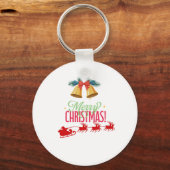 Prettig Kerstfeest – Bellen & Kerstman slee ontwer Sleutelhanger (Voorkant)
