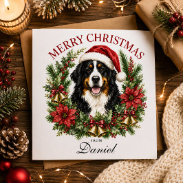 Prettig kerstfeest Berner Sennenhond-familie Kaart