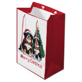 Prettig kerstfeest Berner Sennenhonden Medium Cadeauzakje (Voorkant Gekanteld)