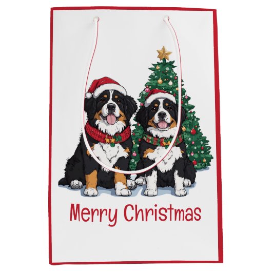 Prettig kerstfeest Berner Sennenhonden Medium Cadeauzakje (Voorkant)