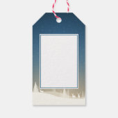 Prettig kerstfeest besneeuwd tafereel cadeaulabel (Achterkant)