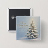 Prettig kerstfeest Besneeuwde dennenboom Vierkante Button 5,1 Cm (Voorkant /achterkant)