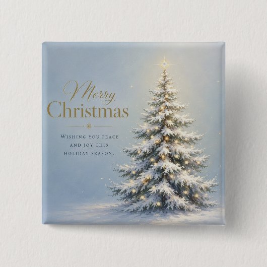 Prettig kerstfeest Besneeuwde dennenboom Vierkante Button 5,1 Cm (Voorkant)