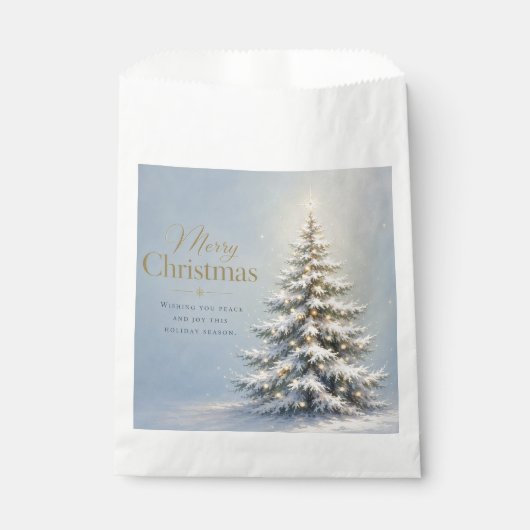 Prettig kerstfeest Besneeuwde pijnboom Bedankzakje (Voorkant)