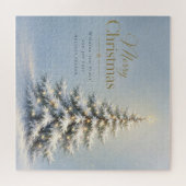 Prettig kerstfeest Besneeuwde pijnboom Legpuzzel (Horizontaal)