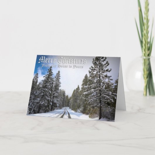 PRETTIG KERSTFEEST - BESNEEUWDE WEG KAART (Voorkant)