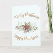 Prettig kerstfeest Bessen Goud Schrift aangepaste  Kaart (Voorkant)