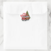 Prettig kerstfeest bestelbus ronde sticker (Tas)