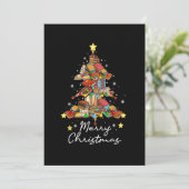 Prettig kerstfeest Bibliotheek Boom Boek Lezen Lie Kaart (Staand voorkant)