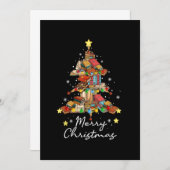 Prettig kerstfeest Bibliotheek Boom Boek Lezen Lie Kaart (Voorkant / Achterkant)